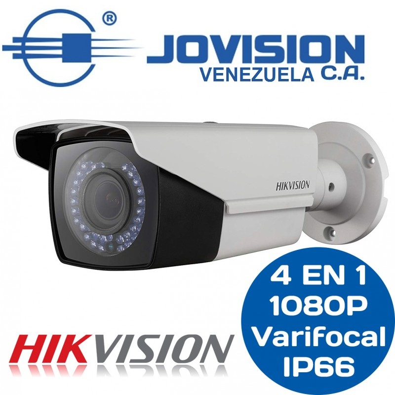 Camara Bullet Metalica Varifocal Hikvision 4en1 1080p 2mp 2.8-12mm IP66 Model: DS-2CE16D0T-VFIR3F